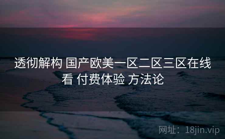 透彻解构 国产欧美一区二区三区在线看 付费体验 方法论 第2张 透彻解构 国产欧美一区二区三区在线看 付费体验 方法论 第2张